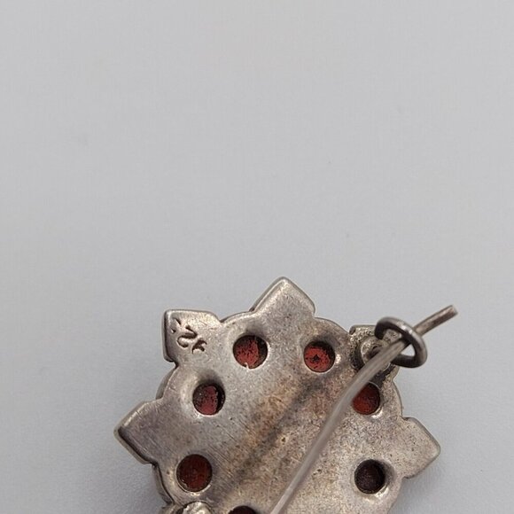 Art Deco Garnet and Moonstone 925 Sterling hook earrings 1920-30 1 inch marked - Picture 4 of 8